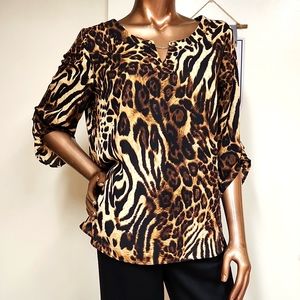 Sara Micelle Tiger Print Blouse Size PXL